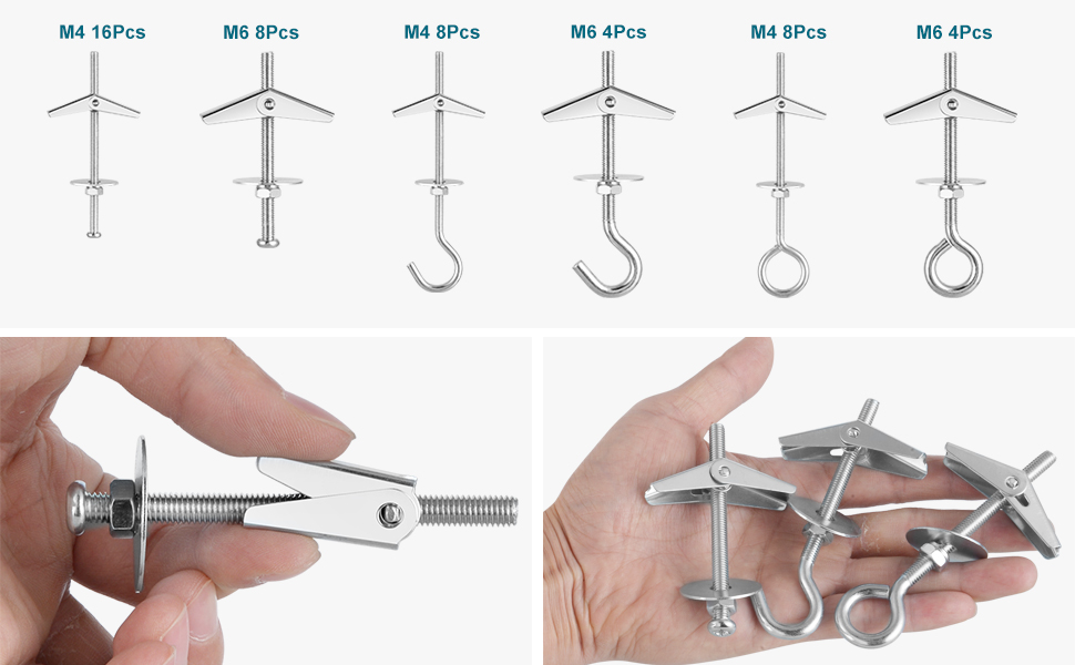 SATANTECH 48Pcs Toggle Bolts for Drywall,Toggle Anchors Assortment Kit