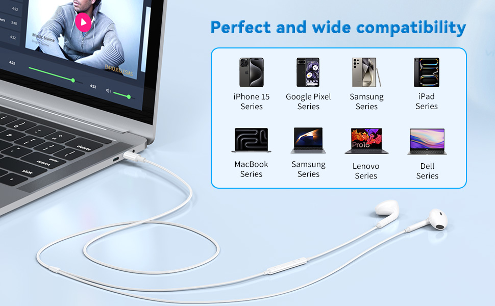 2 Packs USB C Headphones Wired for iPhone 16