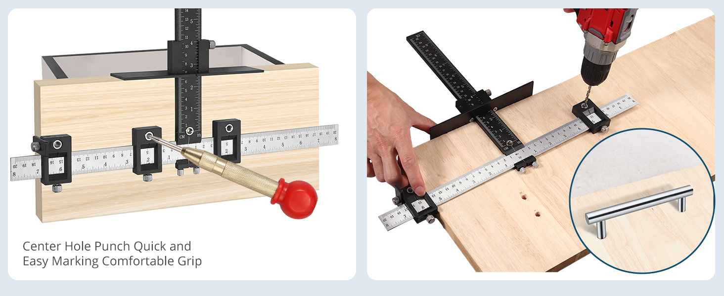 ALLmeter Hardware Jig Aluminum Alloy Adjustable Punch Locator