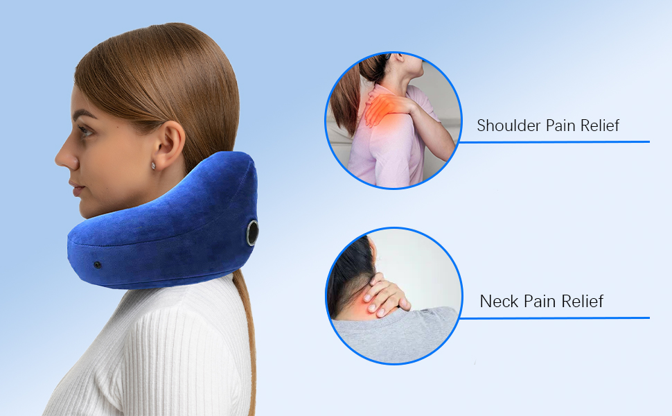 SIDOBELEI Neck Pillow for Travel, Air Inflatable Travel Pillow, Hooded