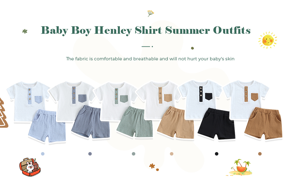 Baby boy henley shirt summer outfits