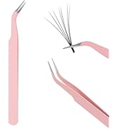 FADVAN Lash Cluster Tweezers, Stainless Steel Curved Tip Tweezer, 0.6mm Point tweezers for DIY La...