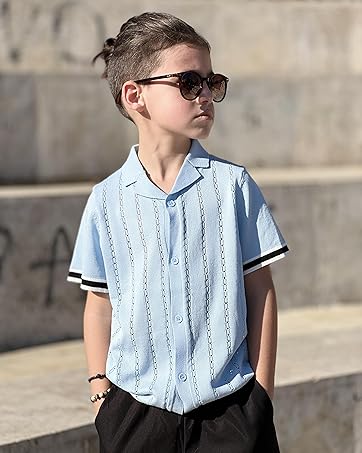 boys blue button down shirt