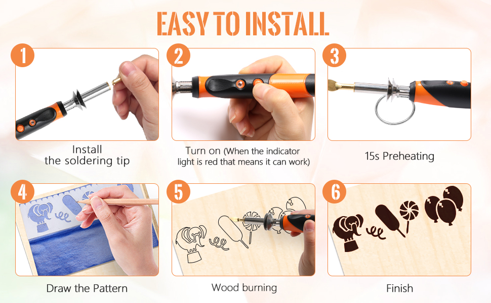 Windspeed Wood Burning Kit, Wood Burning Pen Tool with 1 Pyrography Pen