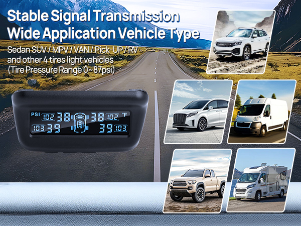 Masoll TPMS is suitable for multiple vehicle types, including Suden, SUV ,MPV RV...