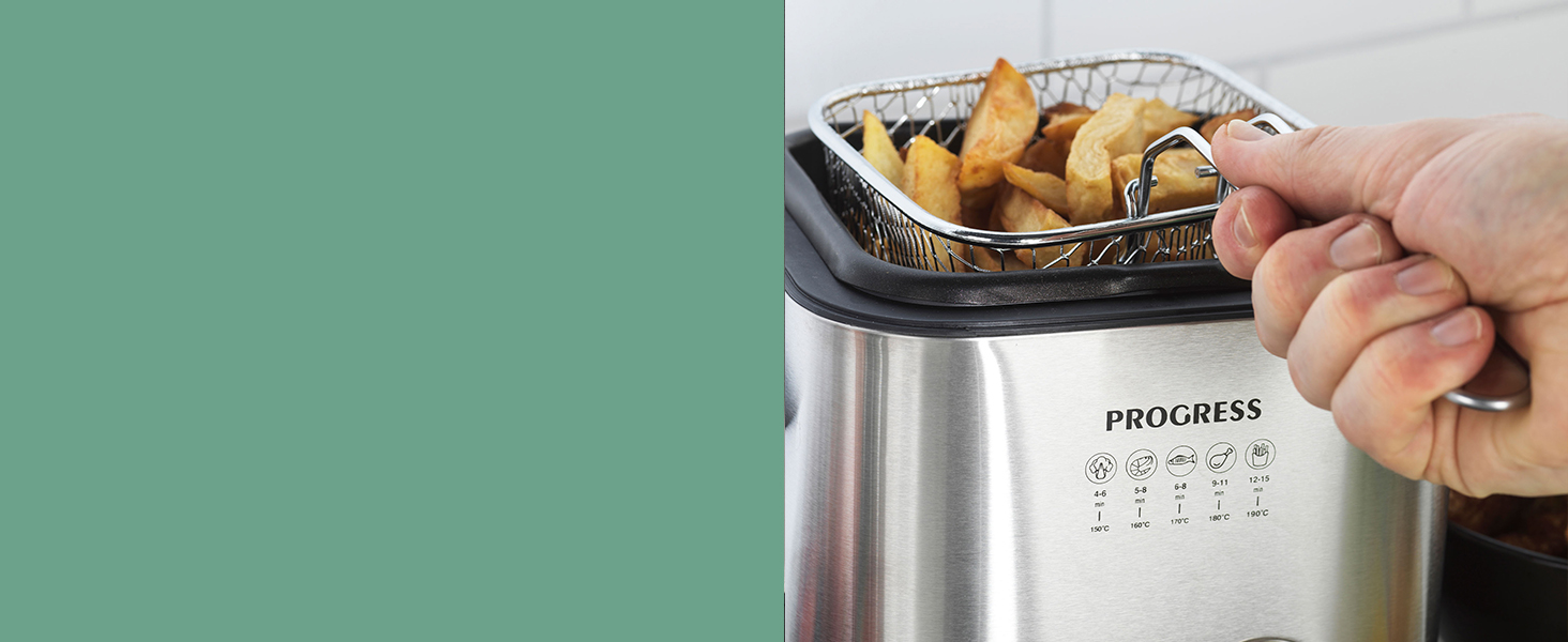 Progress EK5925P 1.5L Deep Fat Fryer Removable Frying Basket with