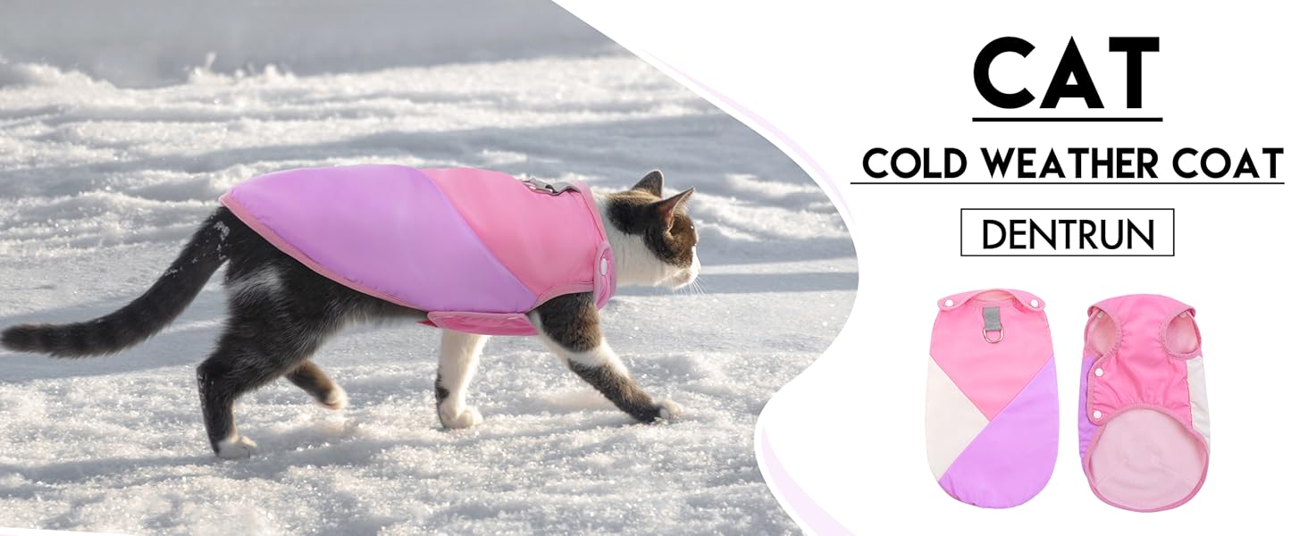 DENTRUN Cat Cold Weather Coat Warm Clothes for Cats Only
