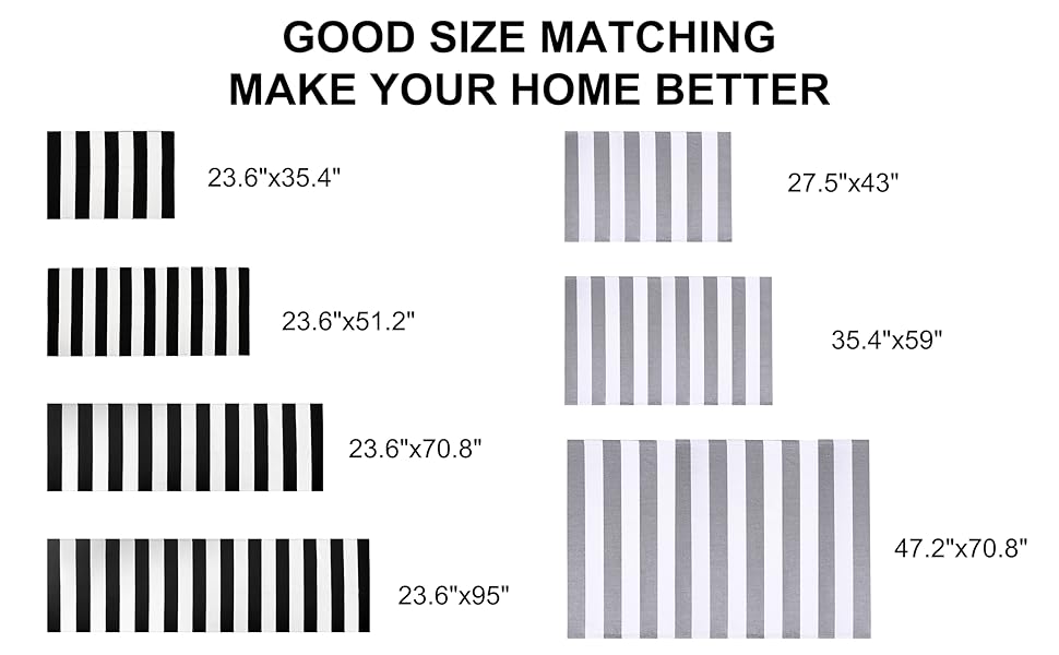 KOZYFLY Black and White Striped Rug Runner 2'x4.3'Farmhouse Runner Rug