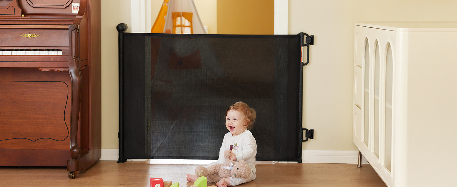 Momcozy Auto Lock Retractable Baby Gate, Safety Gate for