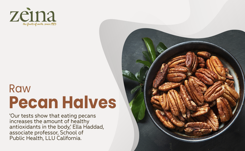 Zeina Raw Pecan Nut Halves Ideal for Healthy Snacks and Baking in