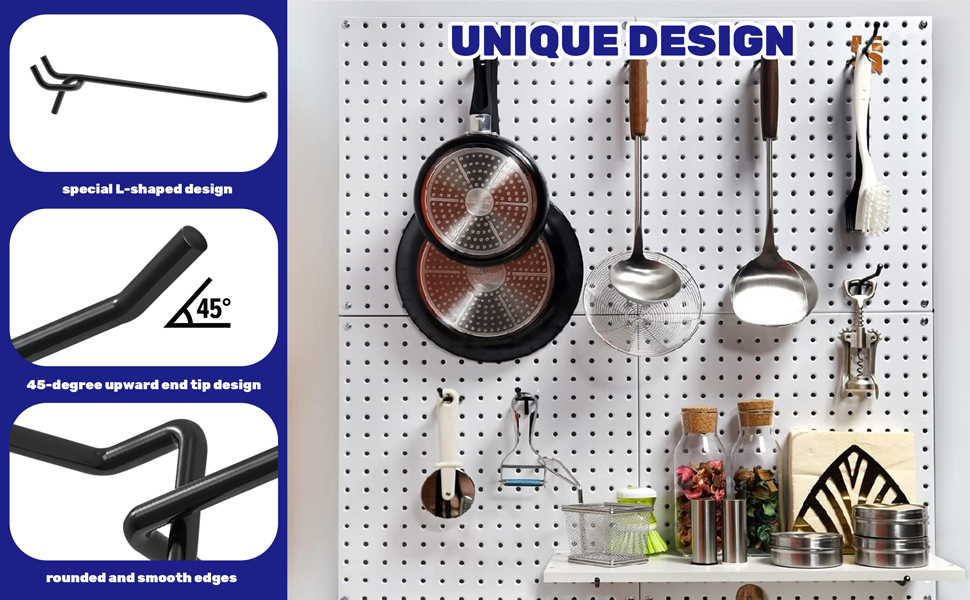 Waltool 40Pcs 6" /150mm Stainless Steel Pegboard Display Hooks Bulk Set