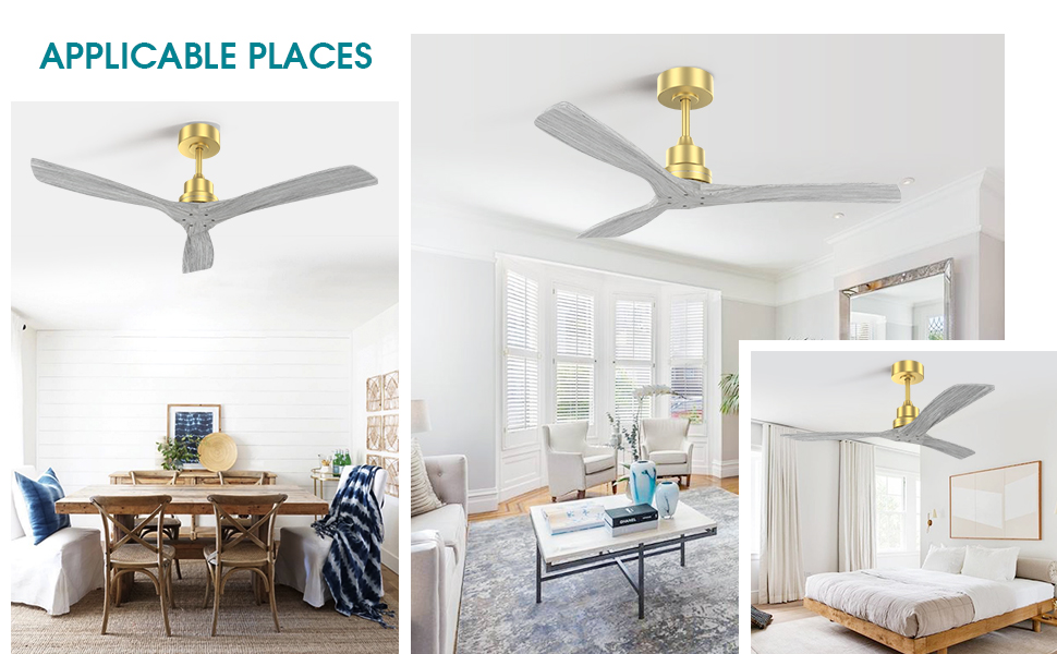 Sofucor 52" Ceiling Fan no Light Remote Control, Indoor