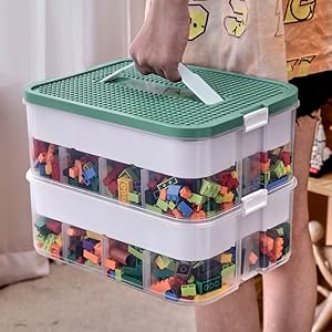Stackable Toys Organizer Storage Case, Stackable Storage Container with 2 Layer 32 Big Compartments