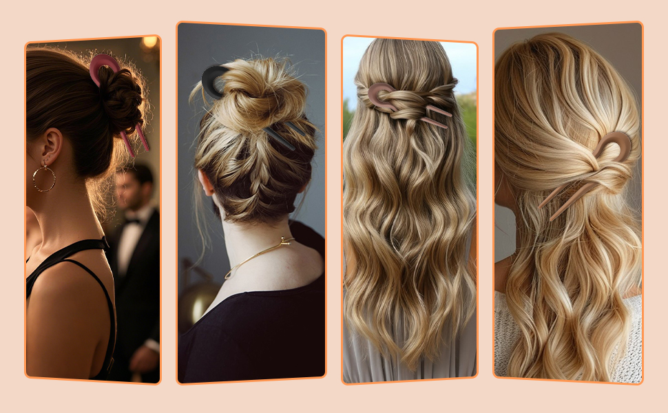 French Hair Pin for Women Fine Hair Accessories, French Twist Pin Wavy U Shaped Holiday Gifts