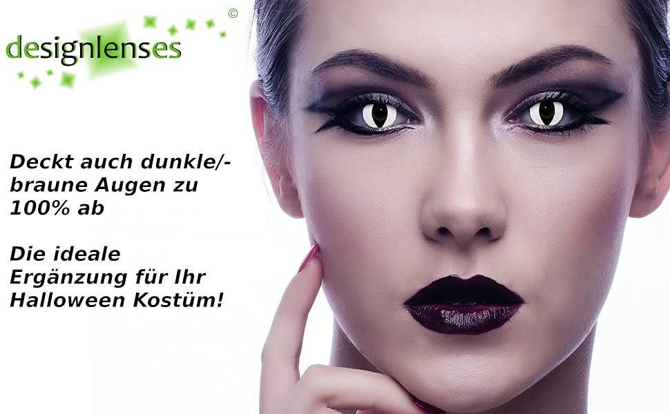 Weiße farbige Halloween Karneval Fasnacht Katzenaugen Kostüm Cosplay Kontaktlinsen ohne Sehstärke