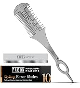 Facón Razor Comb for Hair Cutting - Professional Hair Cutting Comb Kit with 12 Replacement Blades...