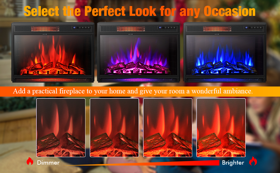 S AFSTAR 29 Inches Electric Fireplace Insert, 900/1350W