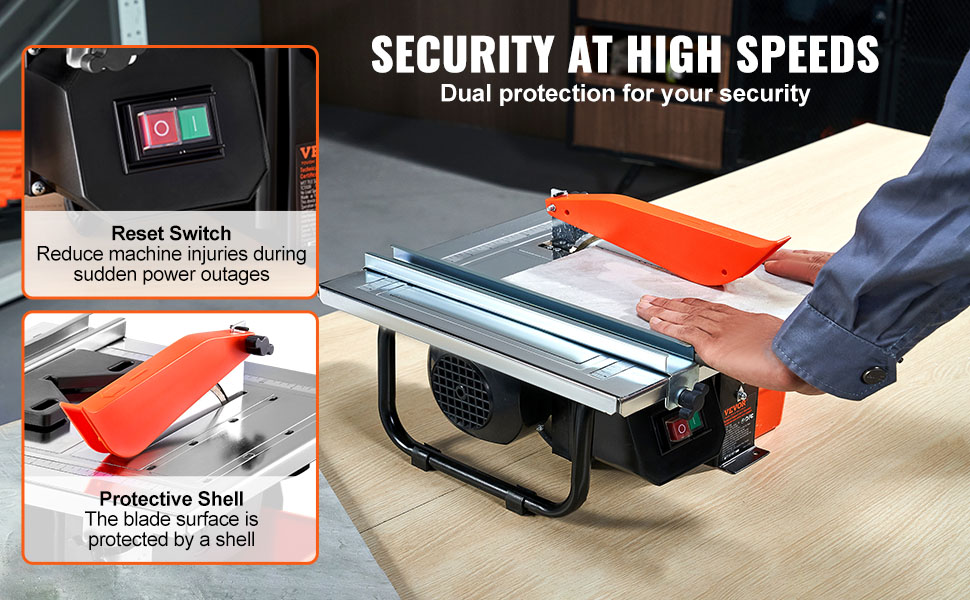 VEVOR Wet Tile Saw, 7inch 65Mn Steel Blade, 3500 RPM Induction Motor