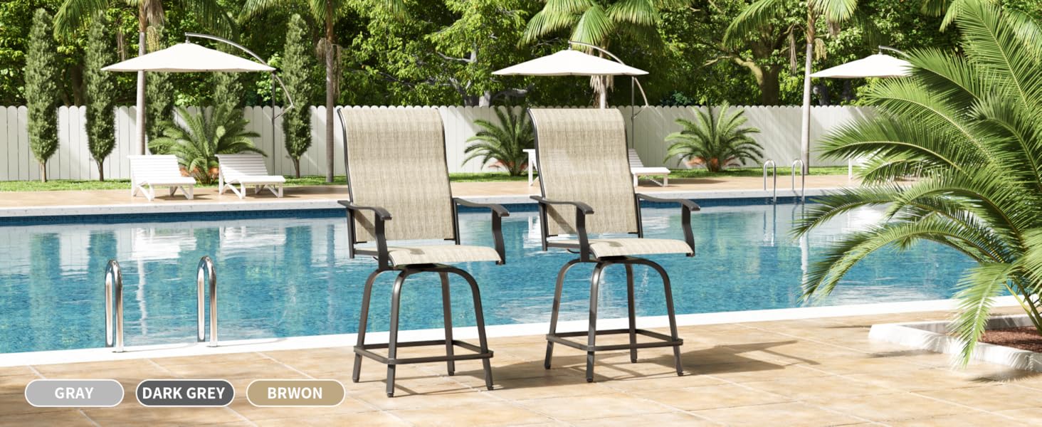 UDPATIO Patio Swivel Bar Stools Set of 5, Outdoor Bar Heigt