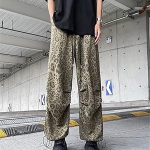 Amazon | [PTORGE] ワイドパンツ メンズ 豹柄パンツ