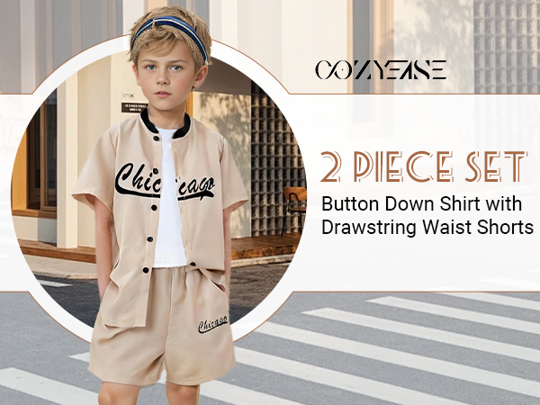 Amazon.com: COZYEASE Boys' 2 Piece Striped Print Button Down