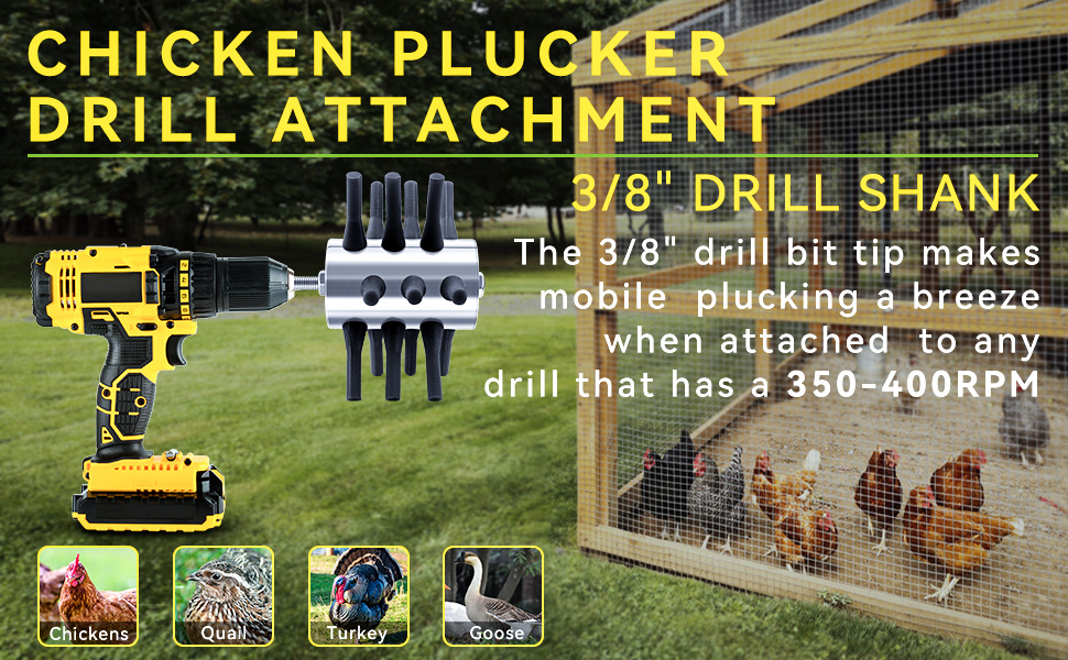 ZenxyHoC Chicken Plucker Drill Attachment, 3/8" MPT Shank