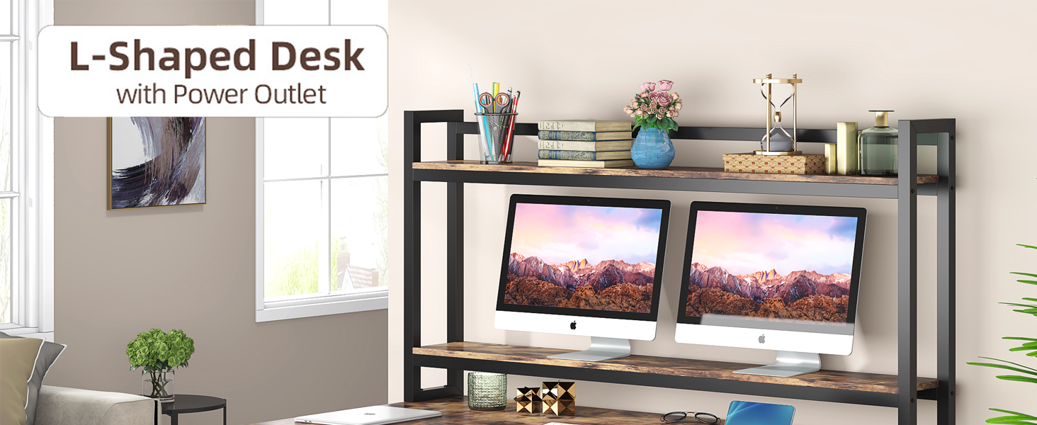 TIYASE Computer Desk with Hutch and Storage Shelves, 51