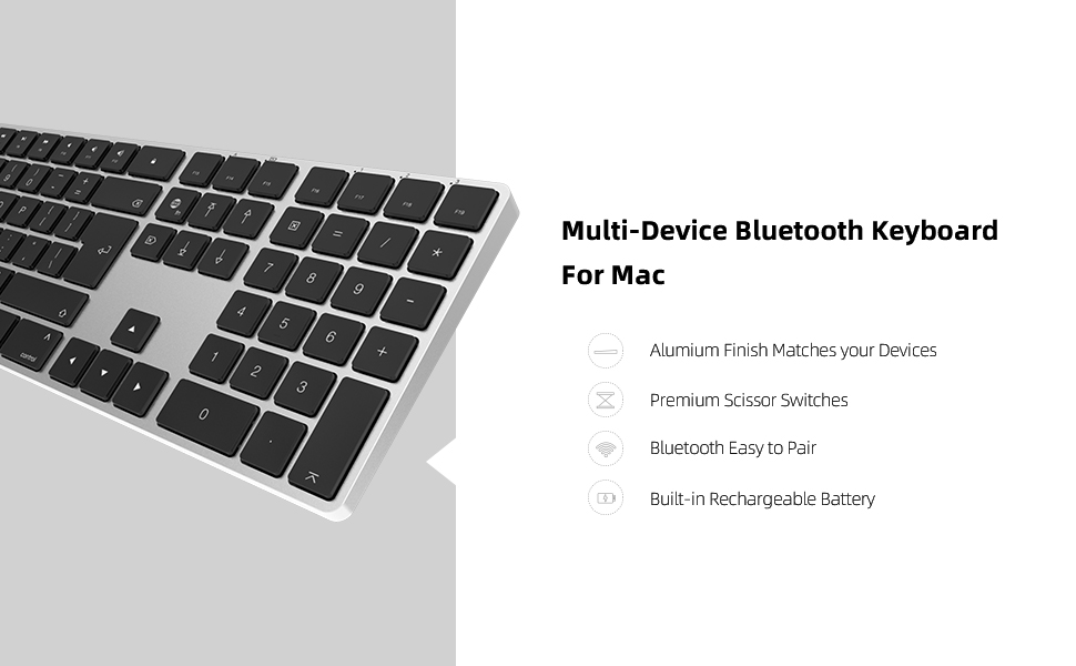 B.FRIENDIT Bluetooth Aluminium Wireless Keyboard for Mac, Lowprofile