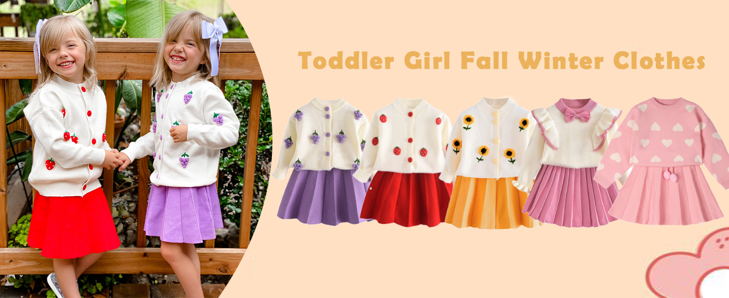 Toddler Baby Girl Fall Winter Skirt Set Ribbed Long Sleeve Top &amp;amp;amp; Skirts