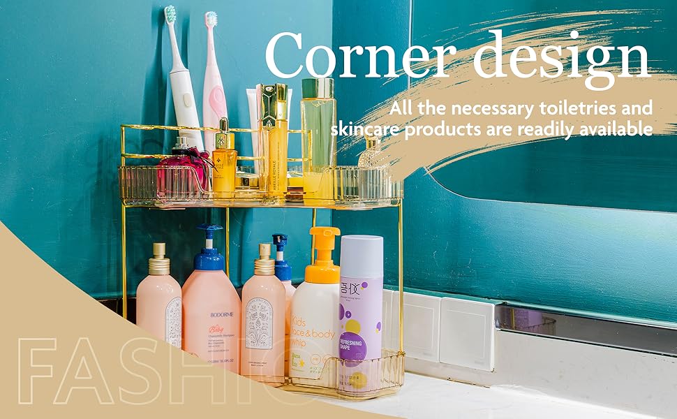 WEN JIAN 2Tier Corner Bathroom Counter Organizer with