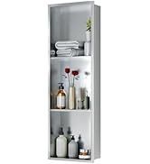 Homfan Shower Niches, Stainless Steel Single Recessed Shower Shelf in Niche Wall for Storage, Eas...