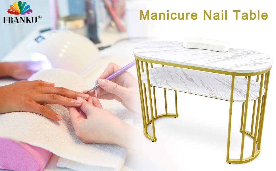 EBANKU Manicure Table with White Nail Hand Pillow, Professional Nail