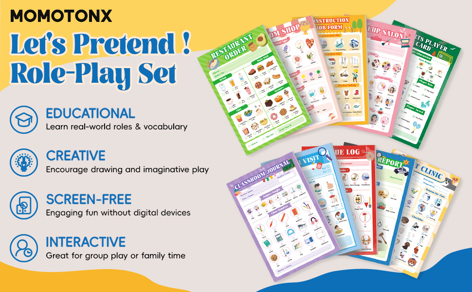 Kids Pretend Play Notepads