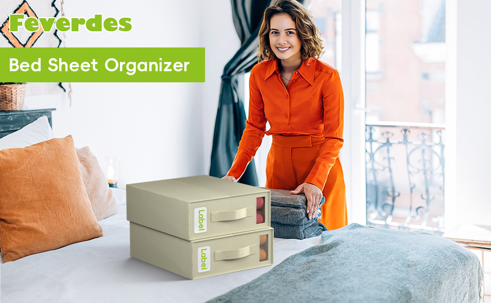 Feverdes SheetCube Bed Sheet Set Organizer 4Pack (Queen or