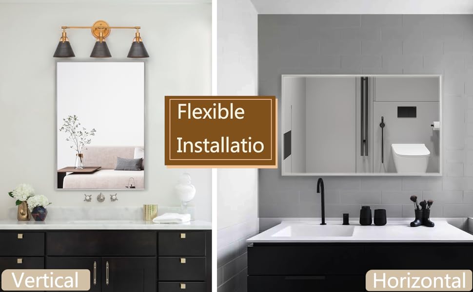 Bathroom Mirrors 24 X 30Inch Silver Framed Mirror for Wall