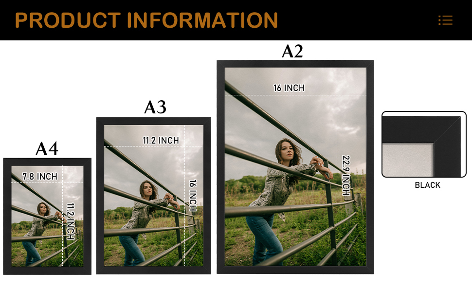 AUEAR, A2 Picture Frame Blue Set of 2, 16.5x23.4 Picture