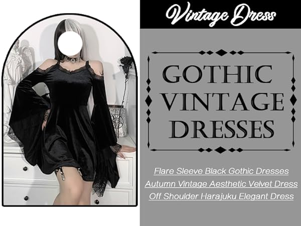 Amazon.com: TSMNZMU Gothic Velvet Halter Dress Long Flare