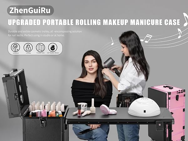 Amazon.com: ZhenGuiRu Rolling Manicure Table Foldable Nail