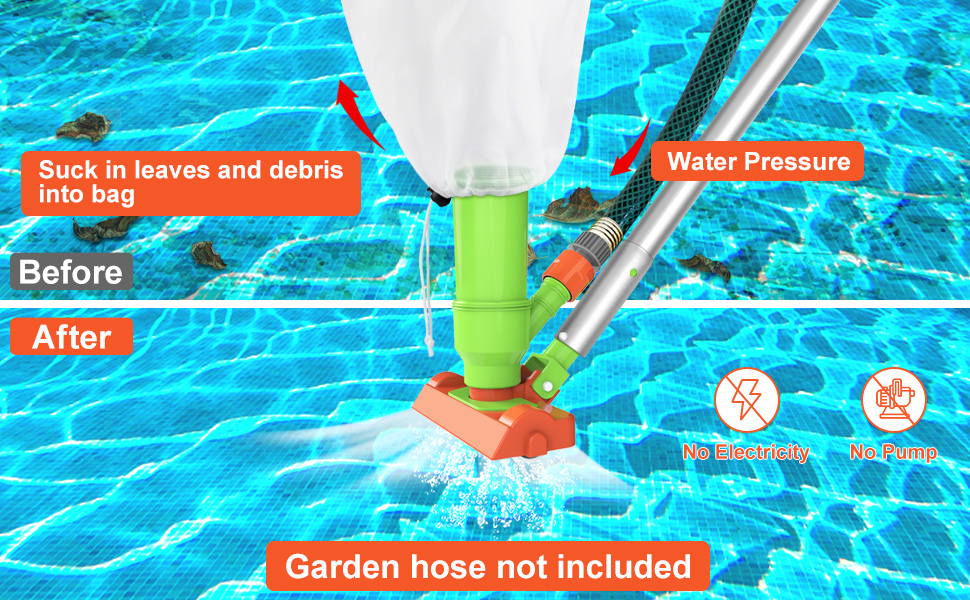 Sunion pool hoover 173cm upgrade portable pool cleaning kit hot tubs