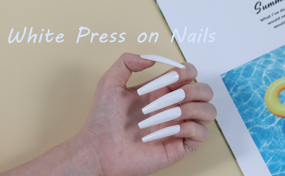 White Press on Nails