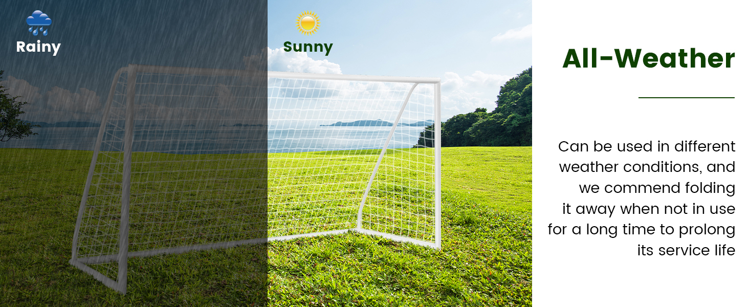Costway 3.65M x 1.82M Soccer Goal All-Weather Soccer Goal W/Strong PVC Frame High-Strength Netting