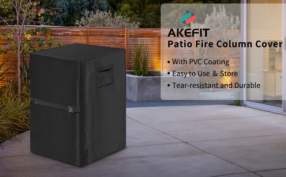 "AKEfit Patio Fire Column Cover Waterproof Outdoor