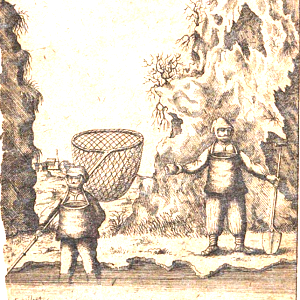 Im Bild: Bernsteinfischer an der Ostsee. Jahr 1650.