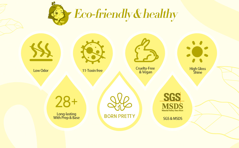 BORN PRETTY Yellow Gel Nail Polish Soak Off UV LED Nail Lamp Gel Polish