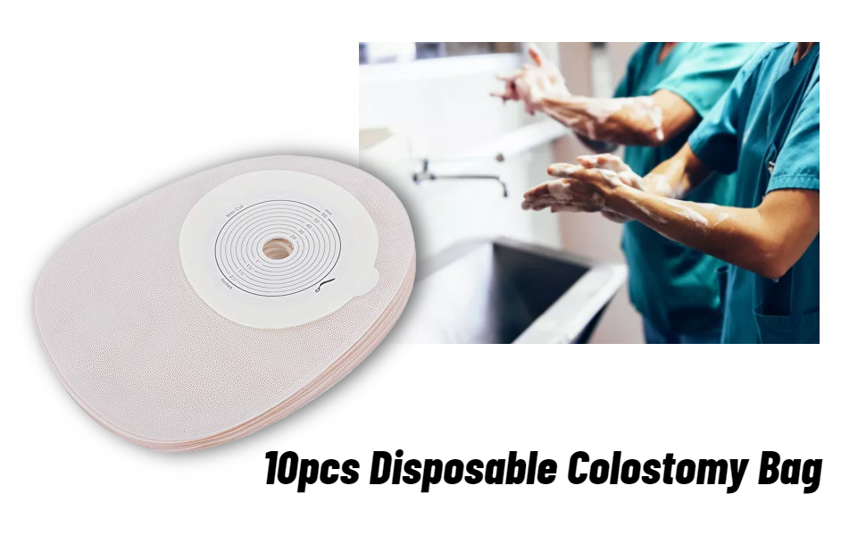 10pcs Disposable Colostomy Bag, Measure CuttoFit Soft SkinFriendly