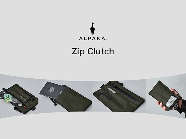 Amazon | [ALPAKA] Zip Clutch ハンドストラップ付き RFID