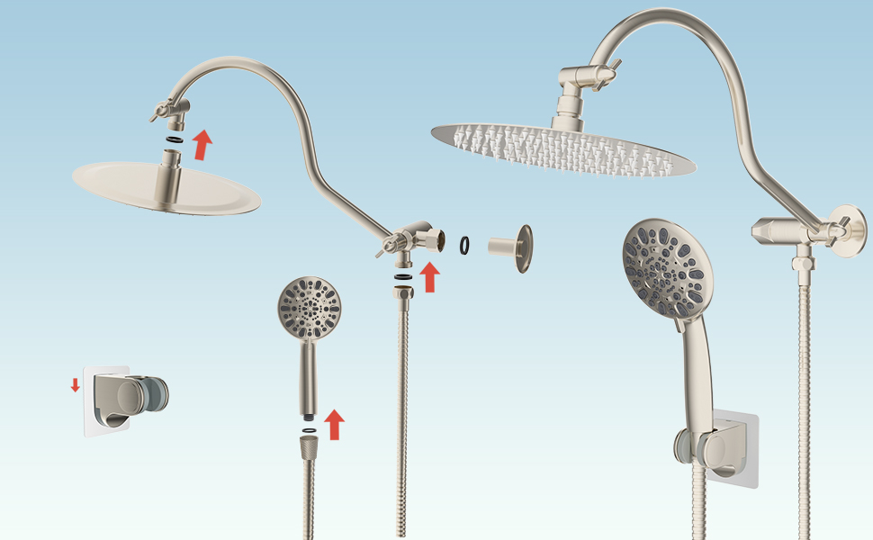 Hibbent All Metal Shower Head,10'' High Pressure Rainfall Shower Head