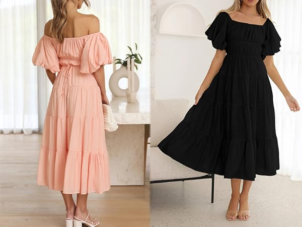 Amazon.com: R.Vivimos Off-Shoulder Dresses for Women Summer