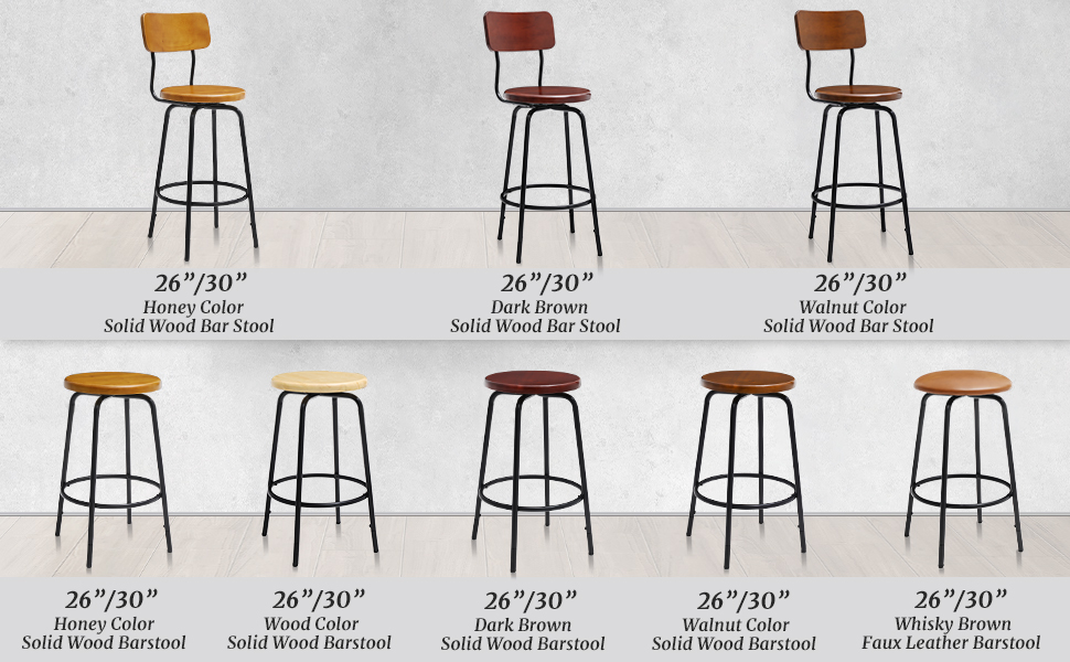 Cozyman Swivel Bar Height Stools, Farmhouse Counter