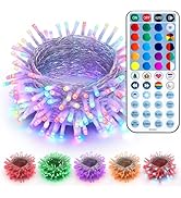 Brizled RGB Christmas Lights, 66ft 200 LED Color Changing Christmas Light with Remote, Dimmable C...
